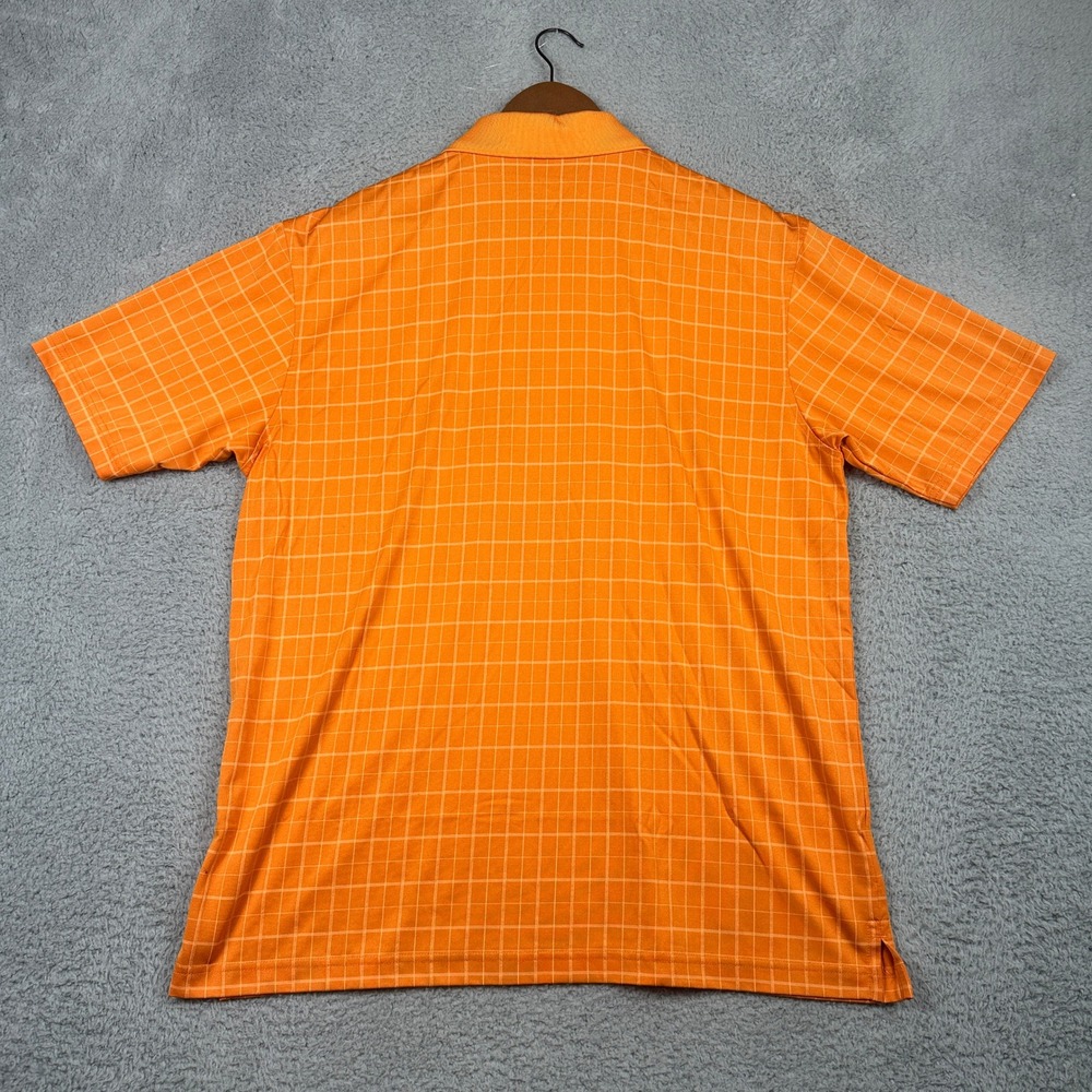 Masters Tech Golf Polo Mens Large Orange Windowpane Check Short Sleeve Shirt - Picture 3 of 9